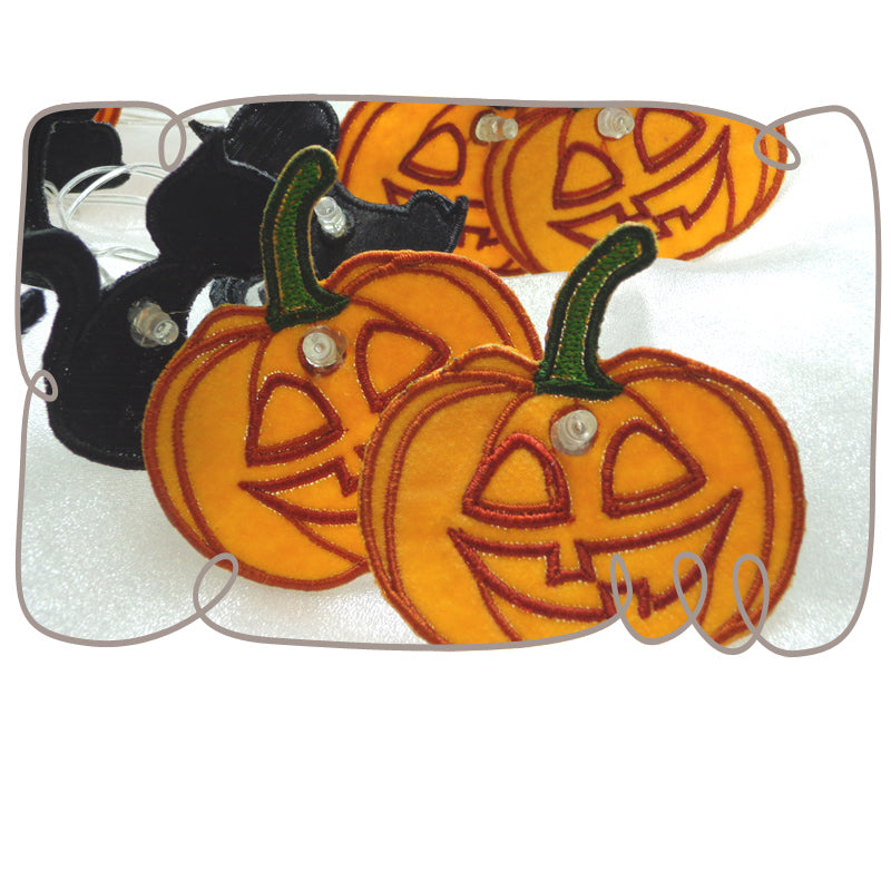 Black Cat and Pumpkin String Lights