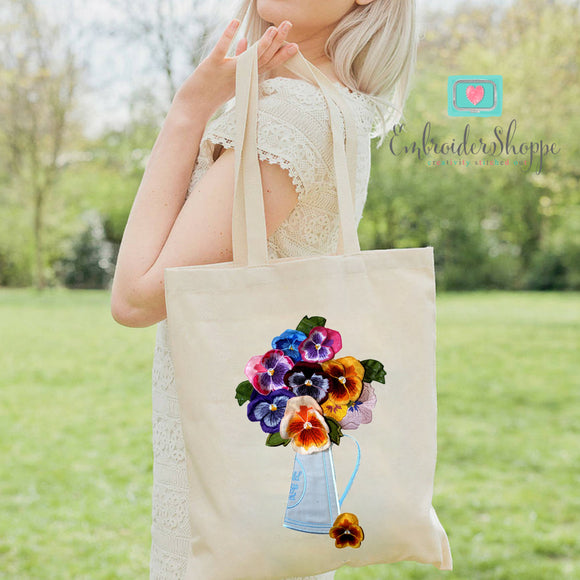 3D Pansies in Vase 6x8