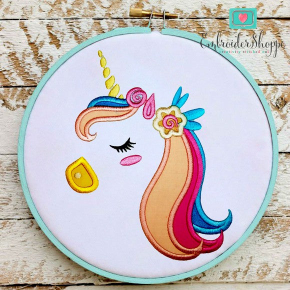 Unicorn Faces Applique Set