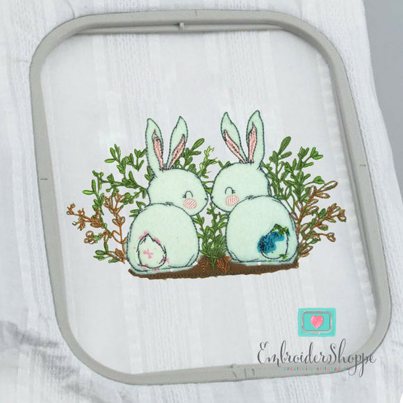 Bunnies in Bush Raw Edge Applique