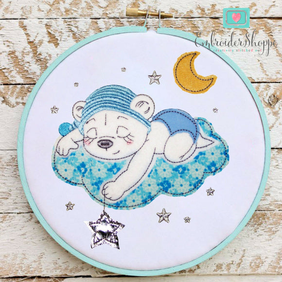 Sleeping Bart Bear Raw Edge Applique