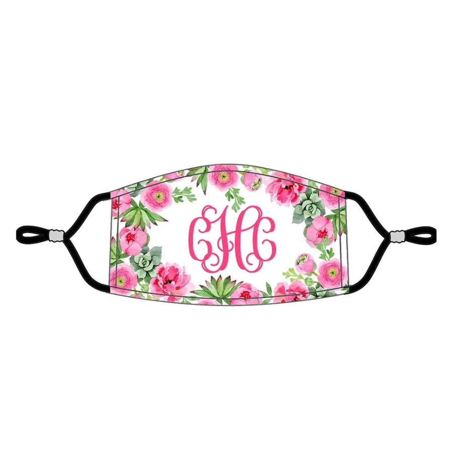Pink Floral Personalized Adult Adjustable Mask