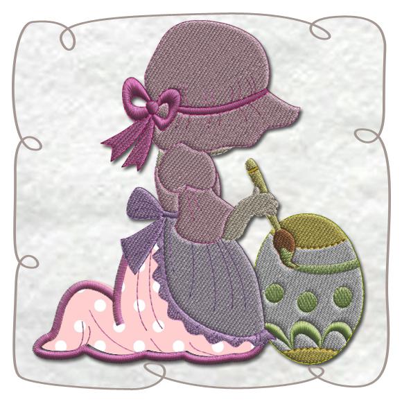 Sunbonnet Painting On Egg Applique