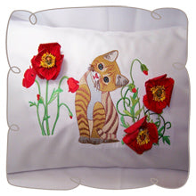 Kitten with Red Poppies