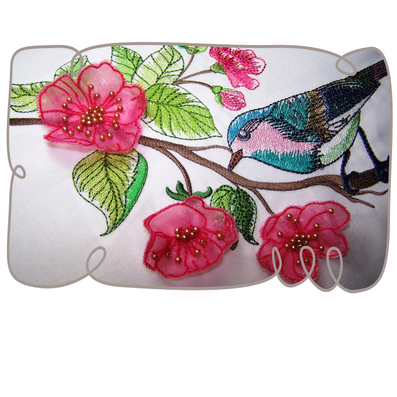 Watercolor Bird with 3D Blossoms