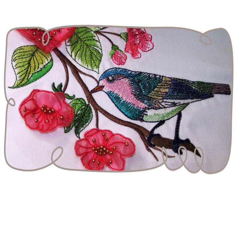 Watercolor Bird with 3D Blossoms