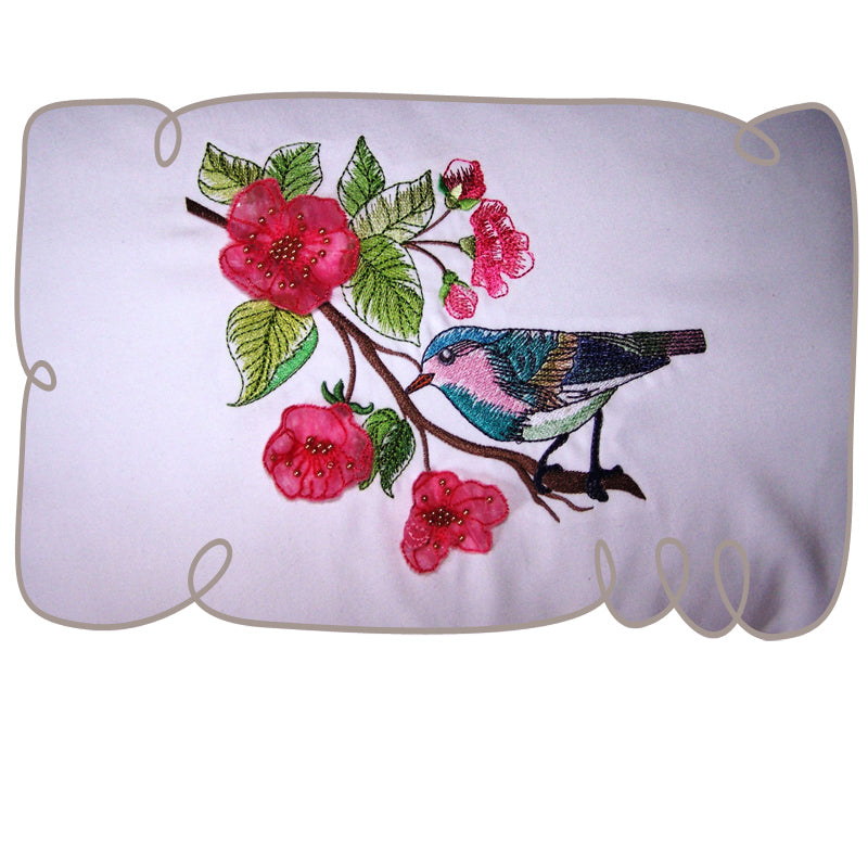 Watercolor Bird with 3D Blossoms