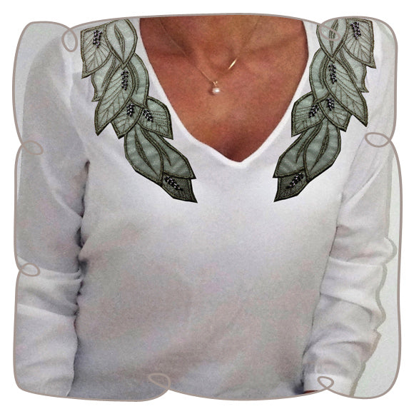 Iron on Leaves Large Neckline