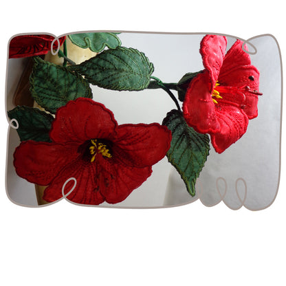 3D Red Hibiscus Fabric Flower