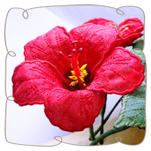 3D Red Hibiscus Fabric Flower