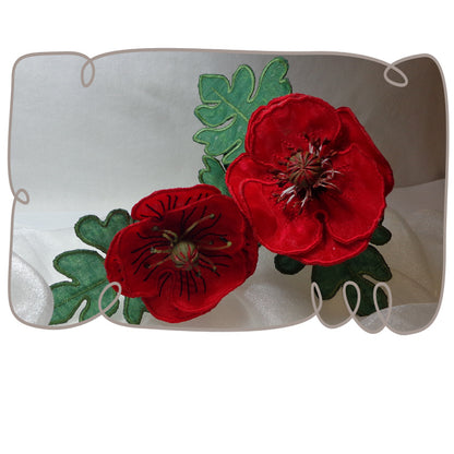 3D Red Poppy Fabric Flower