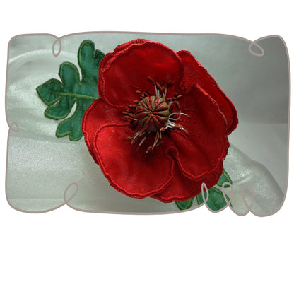 3D Red Poppy Fabric Flower