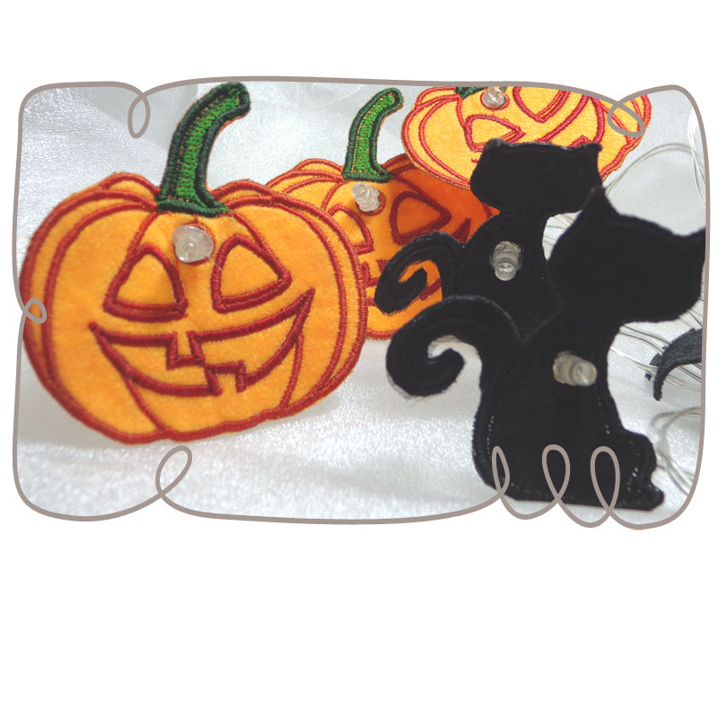 Black Cat and Pumpkin String Lights