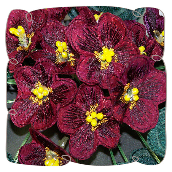 Fabric Burgundy African Violets