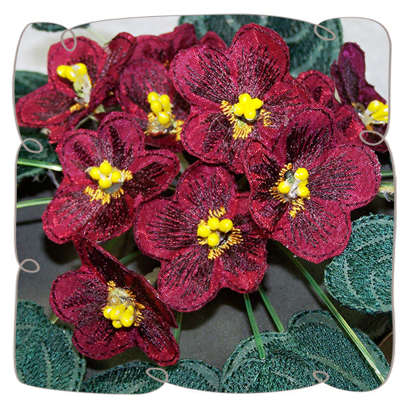 Fabric Burgundy African Violets
