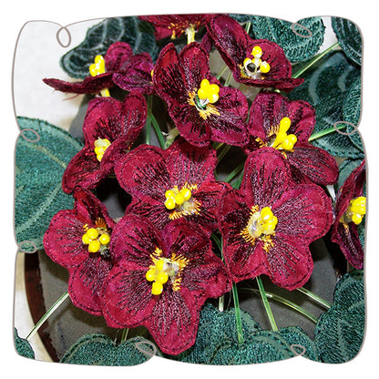 Fabric Burgundy African Violets