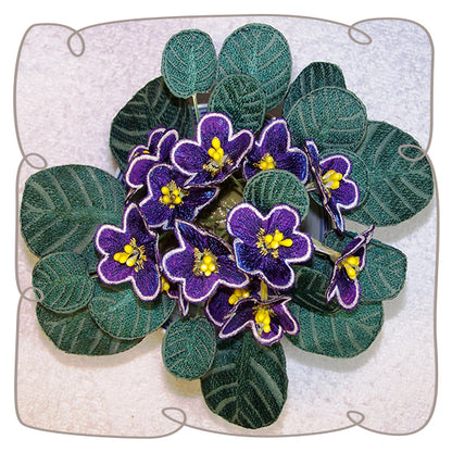 Dark Purple African Violet Fabric Flower