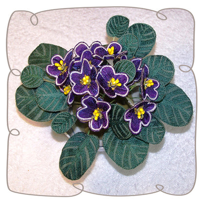 Dark Purple African Violet Fabric Flower