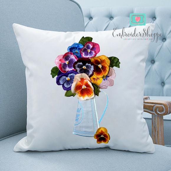 3D Pansies in Vase 6x8