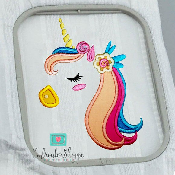 Unicorn Side Face 3 Applique