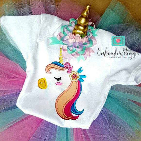 Unicorn Side Face 3 Applique