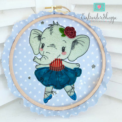Ballet Elephant Raw Edge Applique