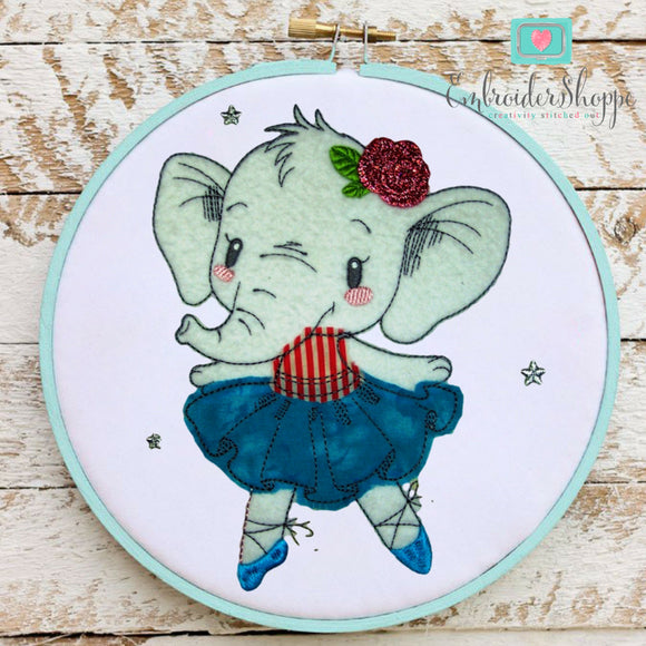 Ballet Elephant Raw Edge Applique