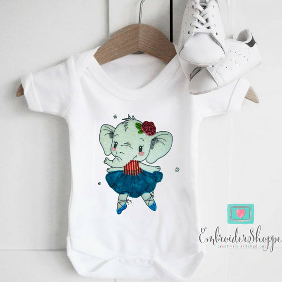 Ballet Elephant Raw Edge Applique