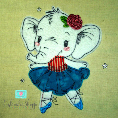Ballet Elephant Raw Edge Applique