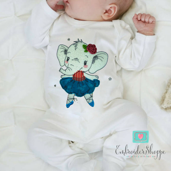 Ballet Elephant Raw Edge Applique