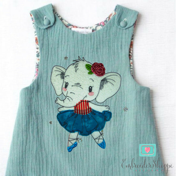 Ballet Elephant Raw Edge Applique