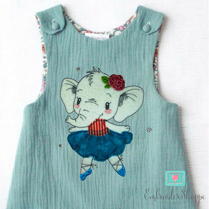 Ballet Elephant Raw Edge Applique