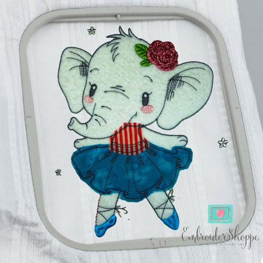 Ballet Elephant Raw Edge Applique