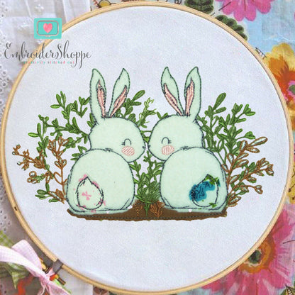 Bunnies in Bush Raw Edge Applique