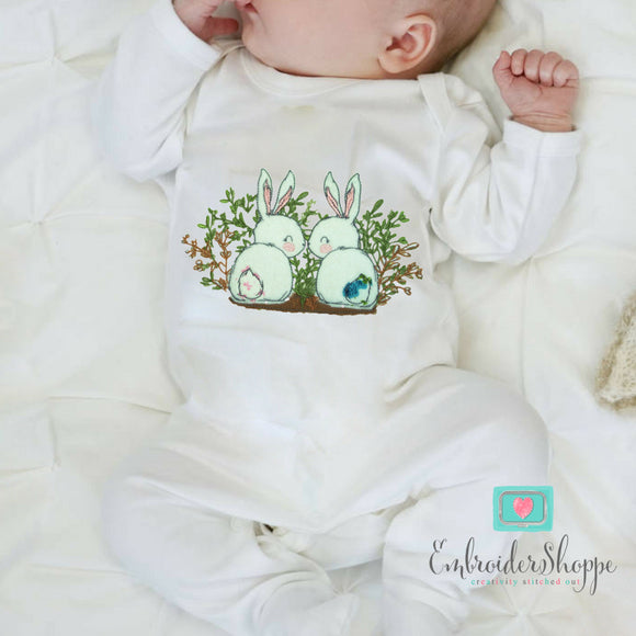 Bunnies in Bush Raw Edge Applique