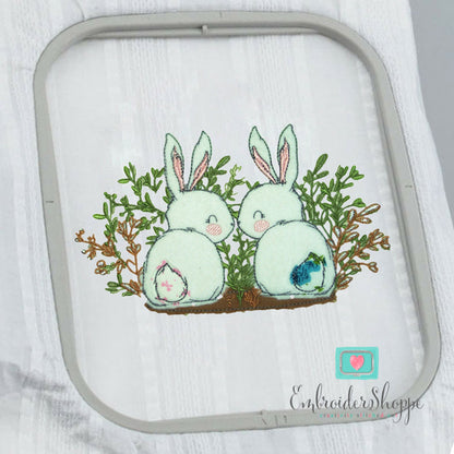 Bunnies in Bush Raw Edge Applique