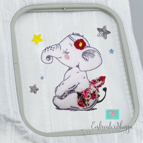 Circus Elephant Raw Edge Applique