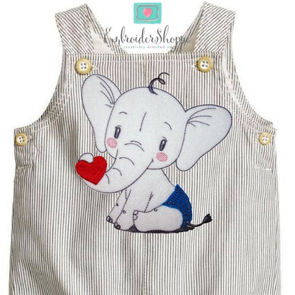 Elephant With Heart Raw Applique