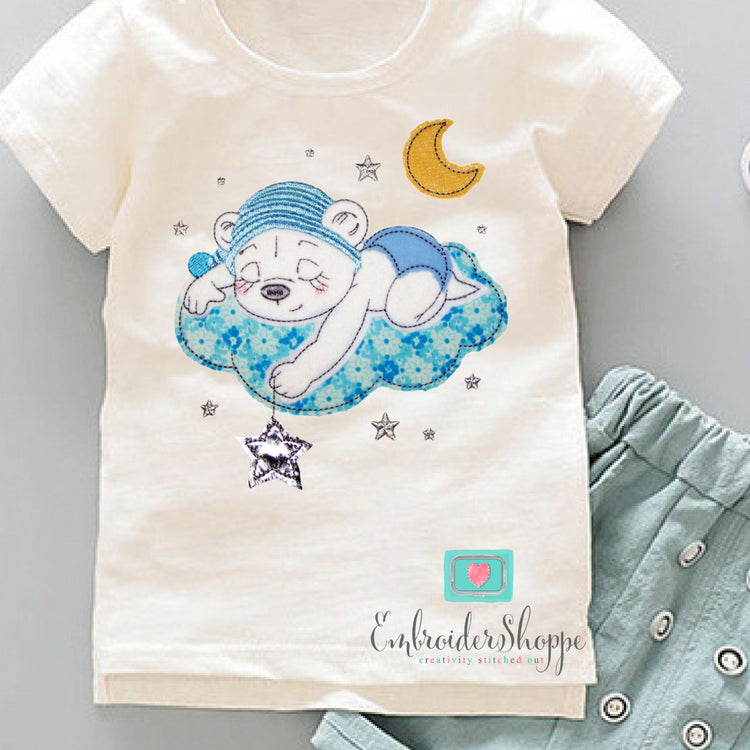 Sleeping Bart Bear Raw Edge Applique