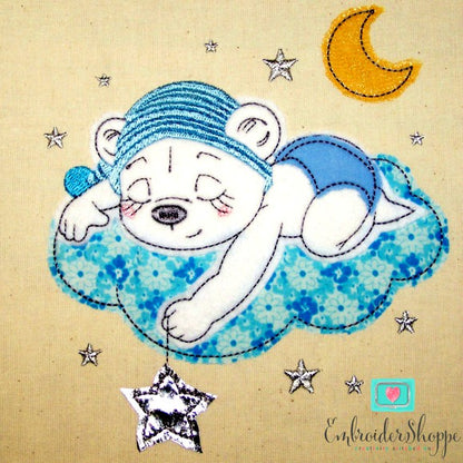 Sleeping Bart Bear Raw Edge Applique