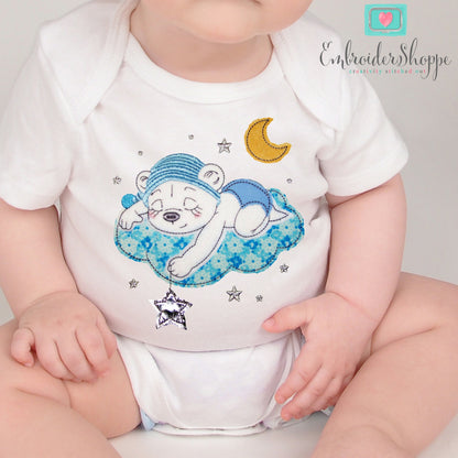 Sleeping Bart Bear Raw Edge Applique