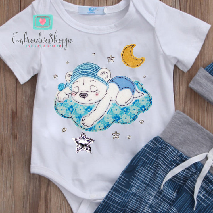 Sleeping Bart Bear Raw Edge Applique