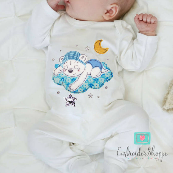 Sleeping Bart Bear Raw Edge Applique