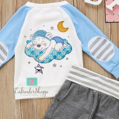 Sleeping Bart Bear Raw Edge Applique