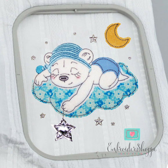 Sleeping Bart Bear Raw Edge Applique