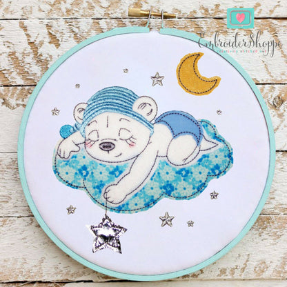 Sleeping Bart Bear Raw Edge Applique