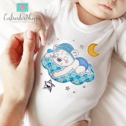 Sleeping Bart Bear Raw Edge Applique