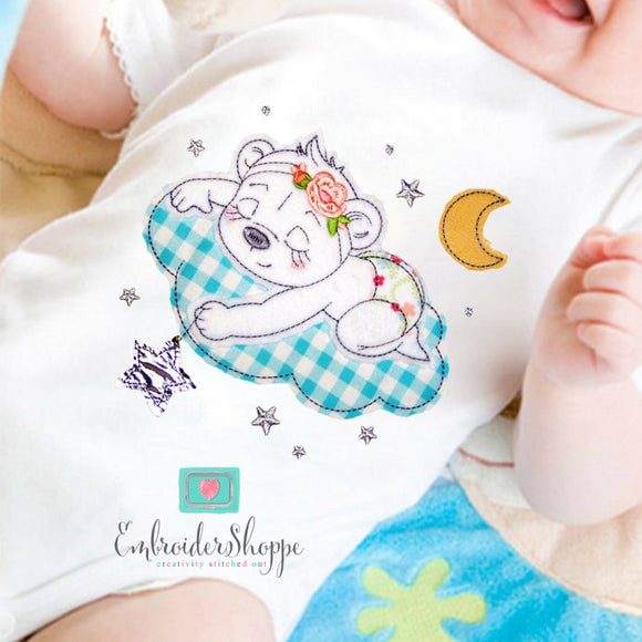 Sleeping Bertha Bear Raw Edge Applique