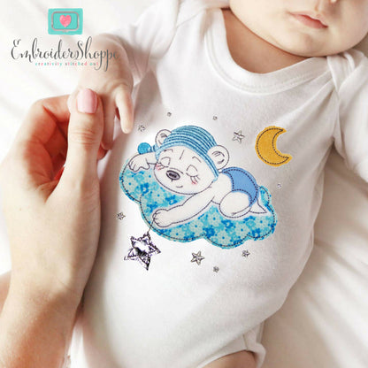 Sleeping Bertha Bear Raw Edge Applique