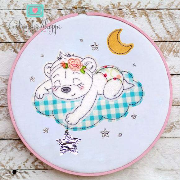 Sleeping Bertha Bear Raw Edge Applique